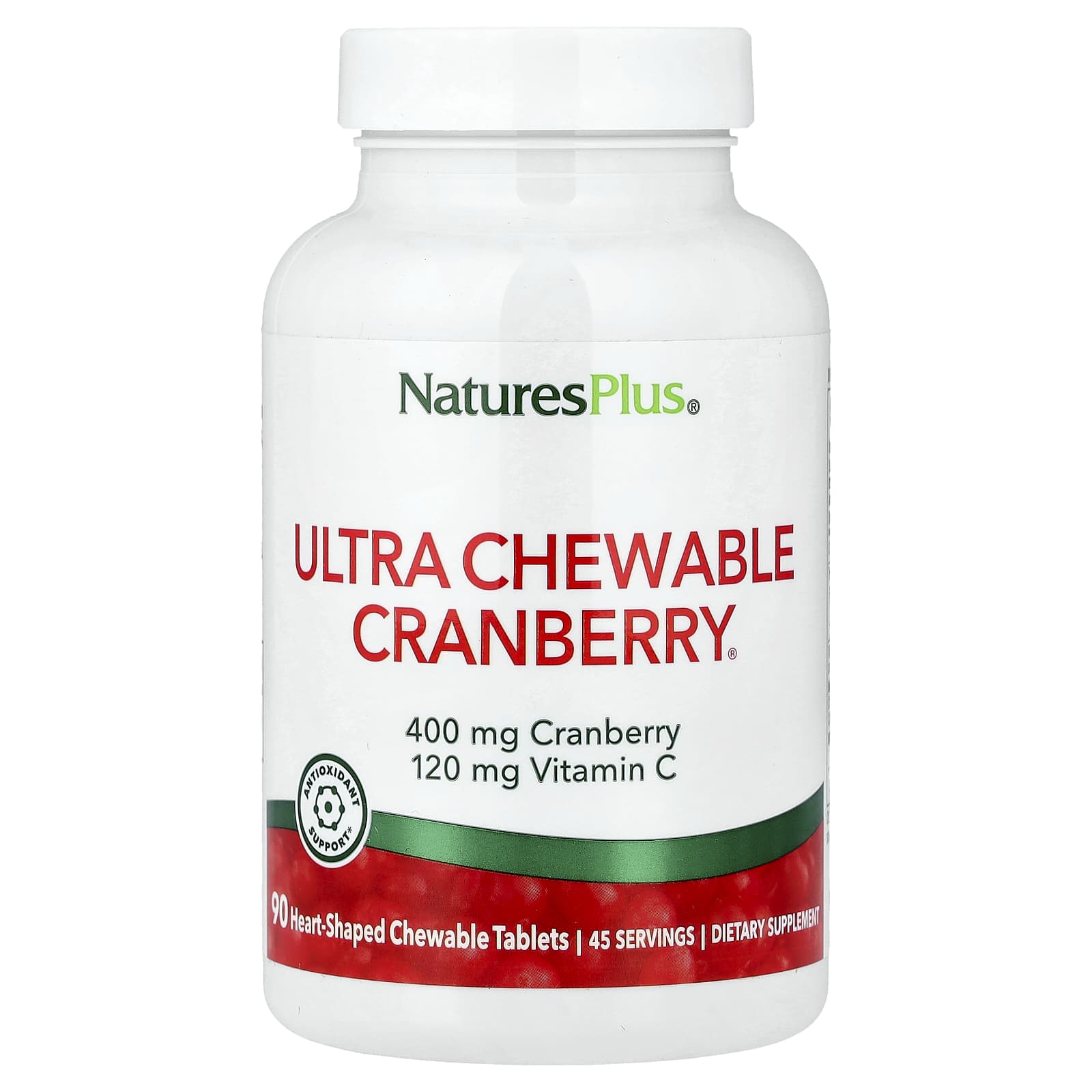 Клюква Ultra Chewable NaturesPlus, вкус Ultra Chewable Cranberry®, 90 жевательных таблеток