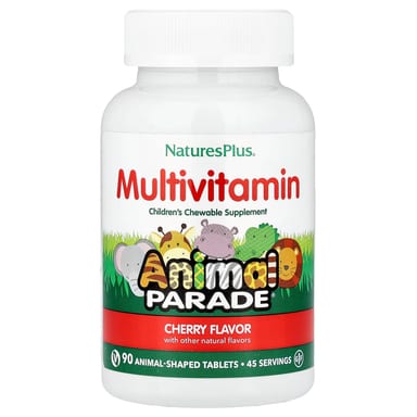 Детские жевательные мультивитамины NaturesPlus Animal Parade®, вкус Cherry, 90 жевательных таблеток в форме животных
