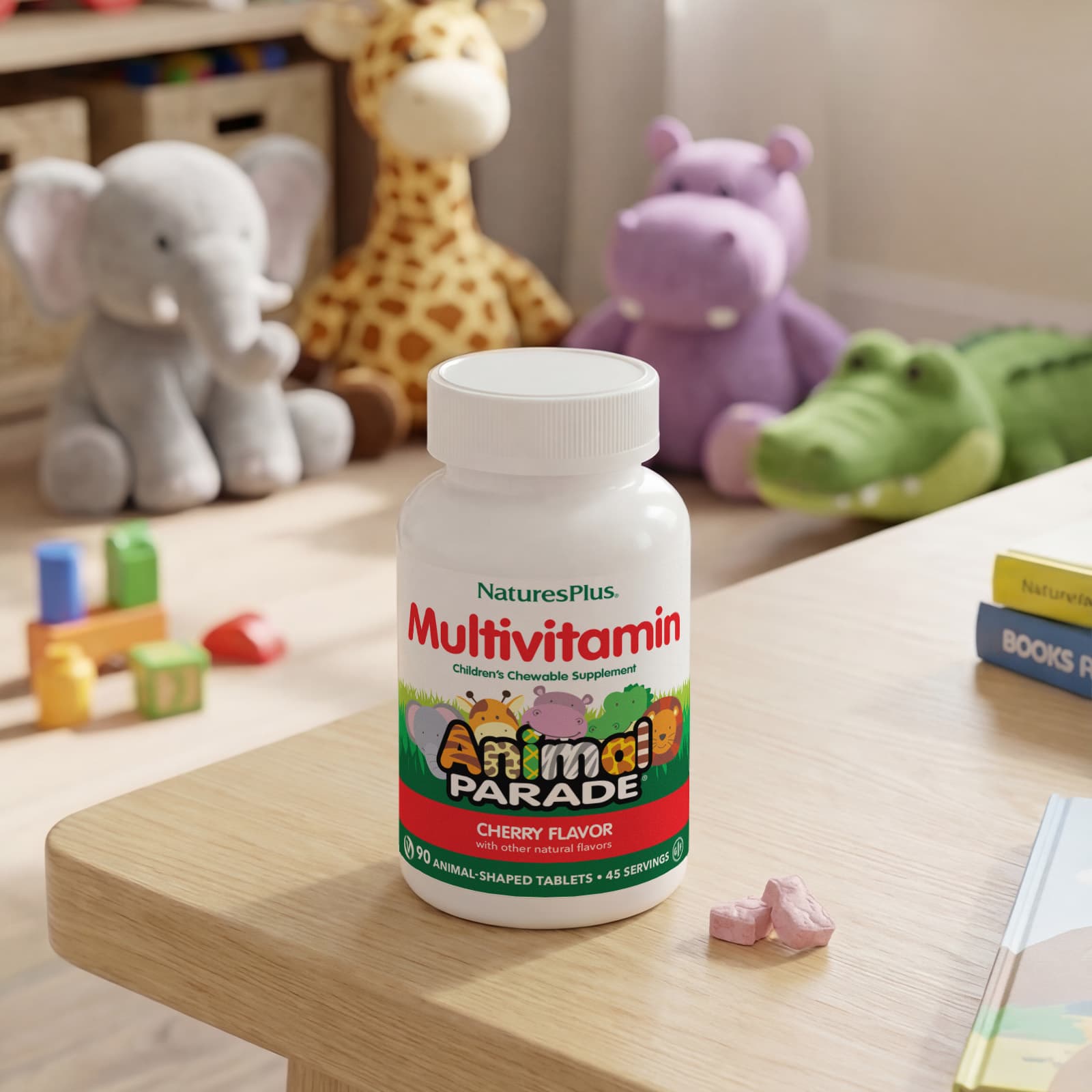 Детские жевательные мультивитамины NaturesPlus Animal Parade®, вкус Cherry, 90 жевательных таблеток в форме животных — фото 6
