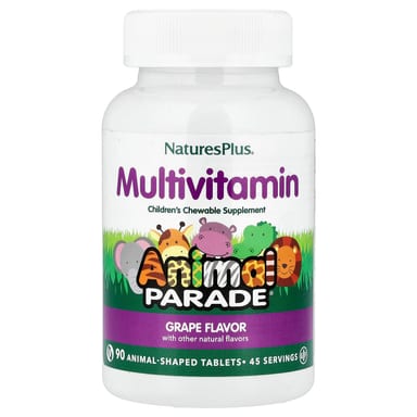 Детские жевательные мультивитамины NaturesPlus Animal Parade®, вкус Grape, 90 жевательных таблеток в форме животных