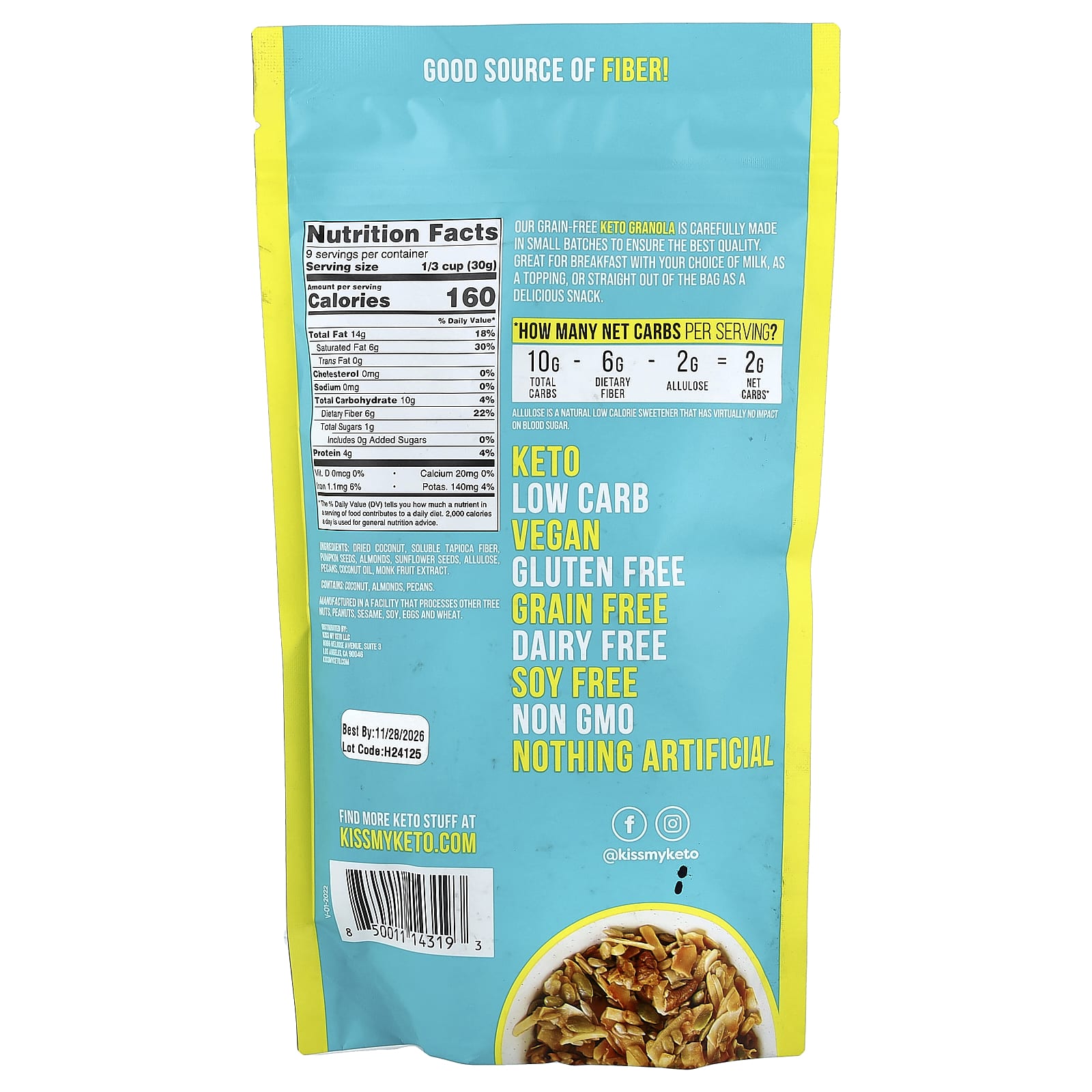 Гранола Kiss My Keto Almond & Pecan, вкус Coconut, 270 г — фото 2