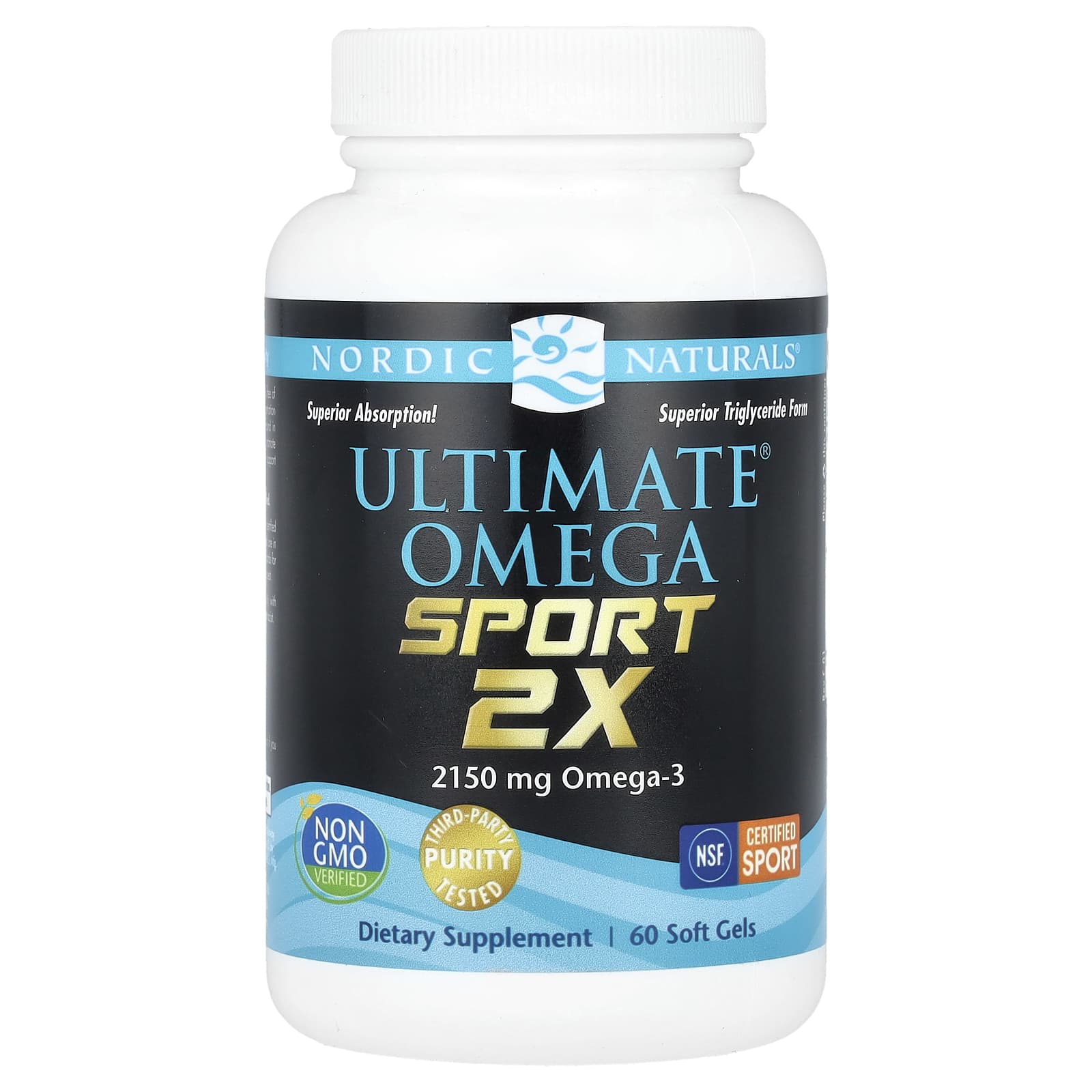 Омега-3 Ultimate Omega Nordic Naturals Sport 2x, 1075 мг, 60 мягких капсул