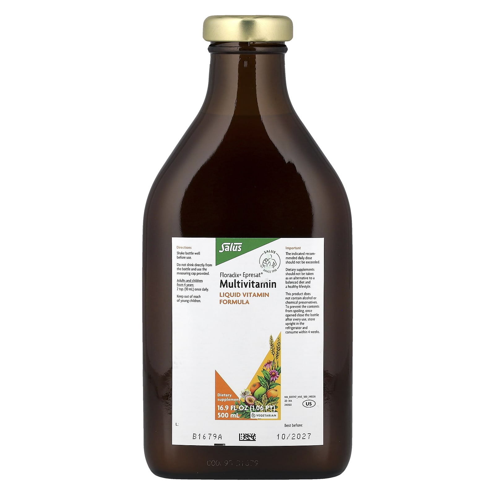 Мультивитамины Floradix Epresat® Liquid Formula, 500 мл, жидкая форма