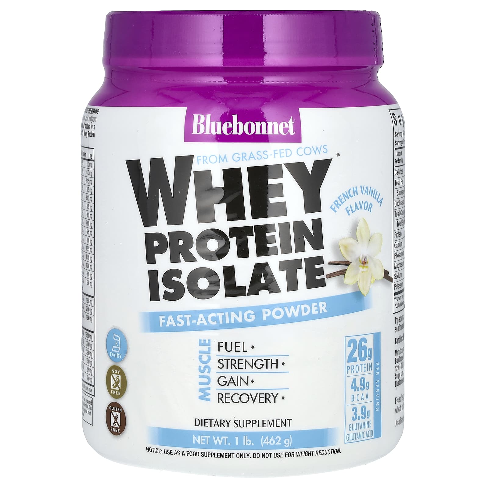 Сывороточный протеин Bluebonnet Nutrition Isolate, вкус French Vanilla, 462 г