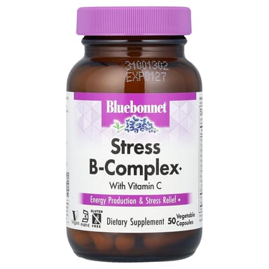 Комплекс витаминов B Bluebonnet Nutrition Stress B-Complex With Vitamin C, 50 растительных капсул