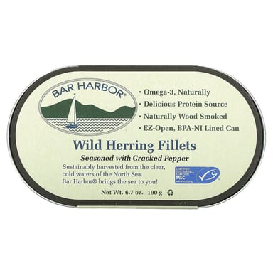 Bar Harbor, Wild Herring Fillets, Seasoned with Cracked Pepper, 6.7 oz (190 g)
