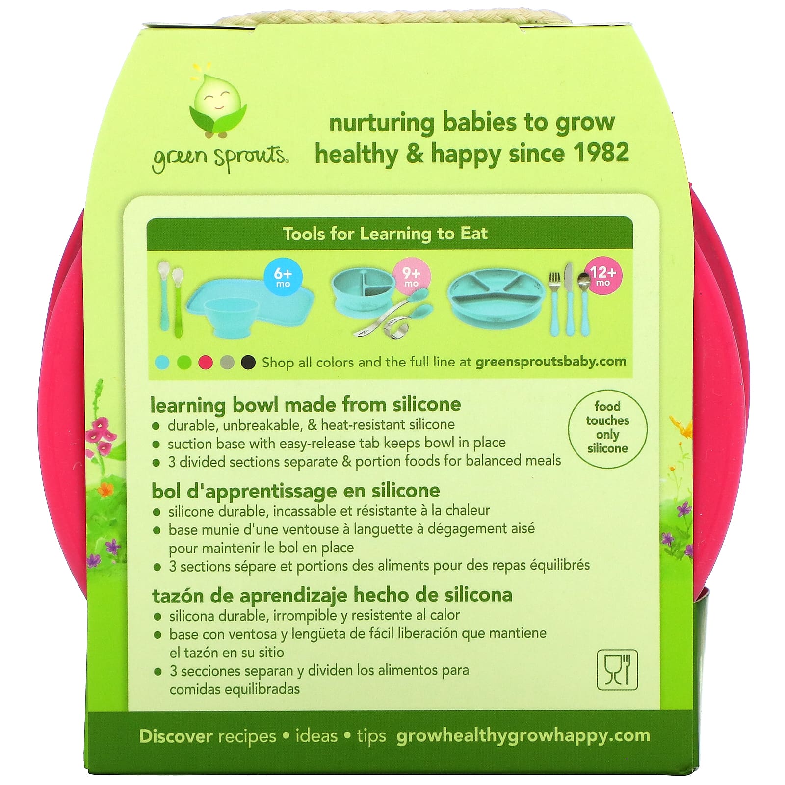 Миска для обучения Green Sprouts, 9+ месяцев, розовая, 1 миска — фото 4