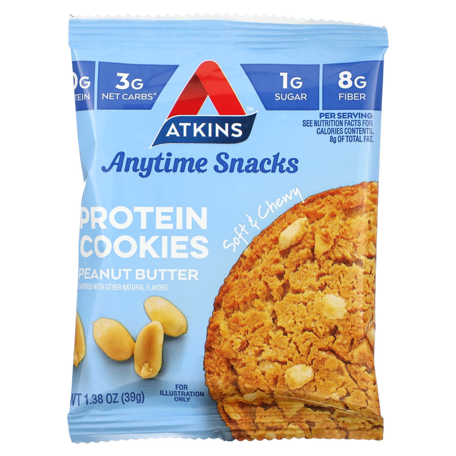 Арахисовая паста Atkins Anytime Snacks Protein Cookies 4 Cookies, 39 г