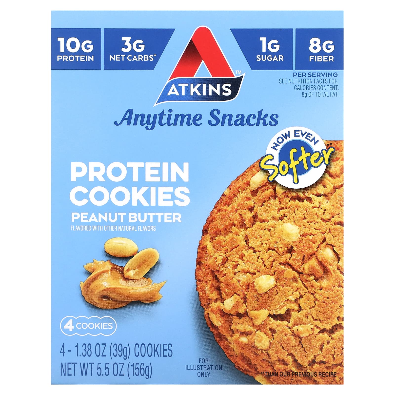 Арахисовая паста Atkins Anytime Snacks Protein Cookies 4 Cookies, 39 г — фото 2