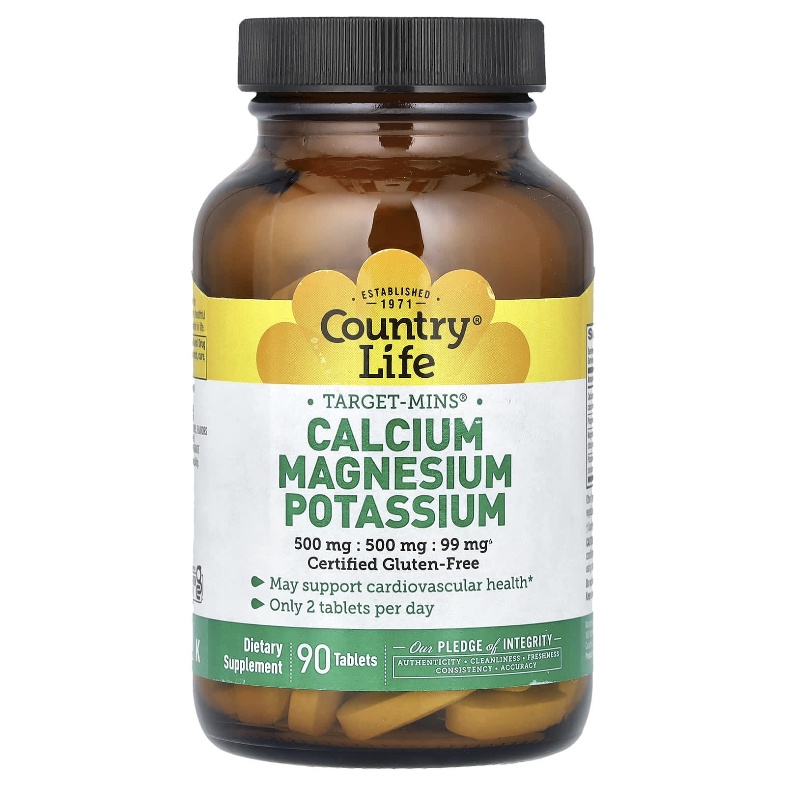 Магний Country Life Target-Mins® Calcium Potassium 90 Tablet, таблетки