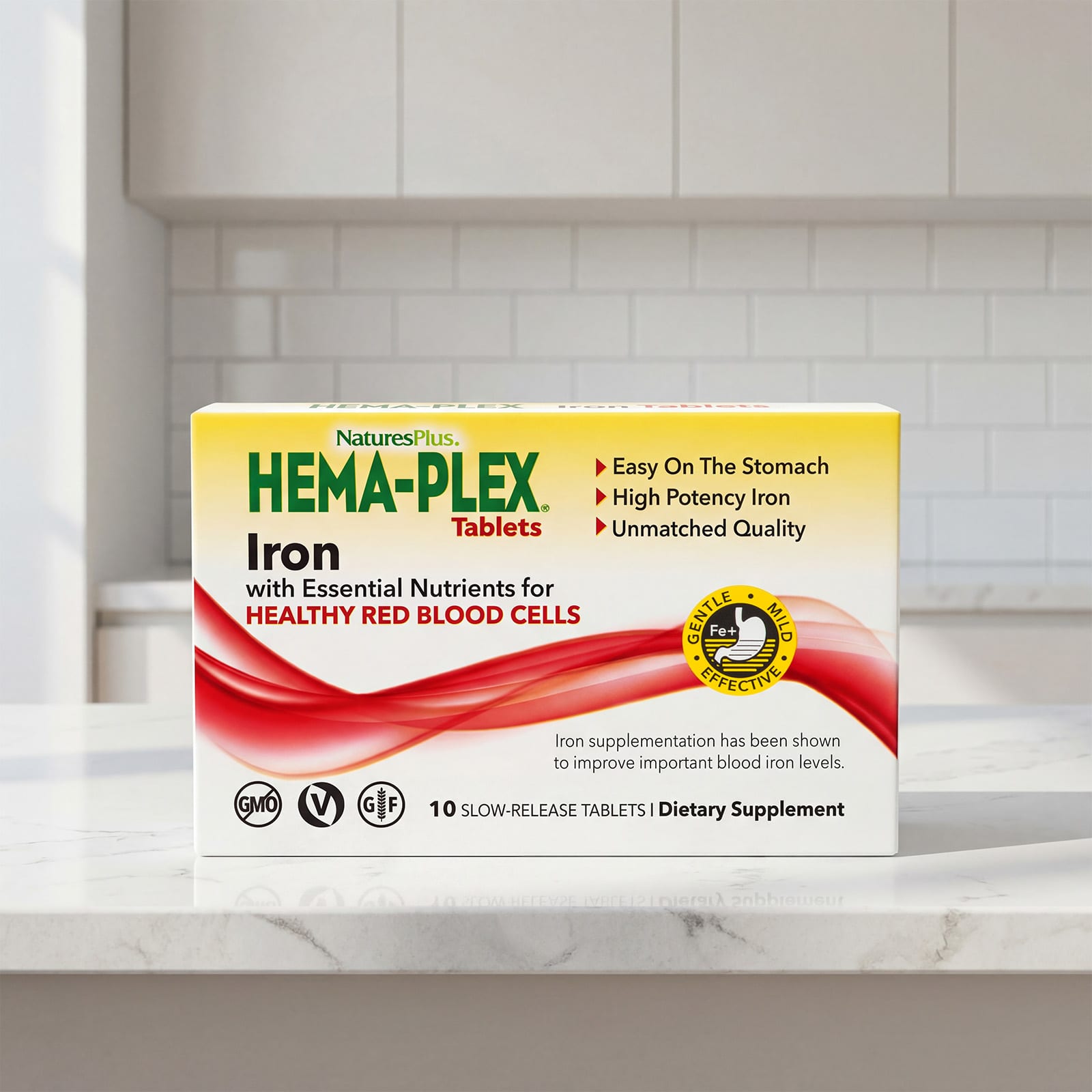 Железо NaturesPlus Hema-Plex® with Essential Nutrients for Healthy Red Blood Cells 10 Slow Release Tablets, таблетки — фото 5