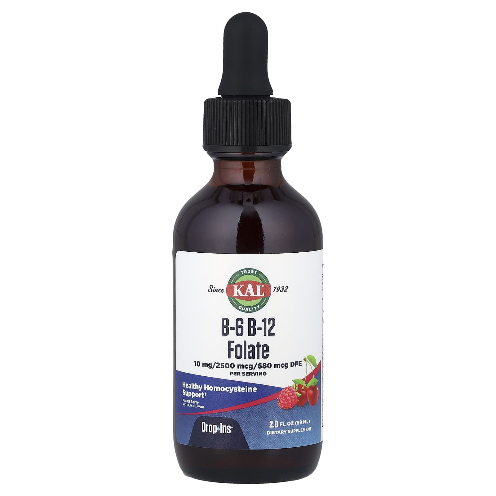 Фолат KAL B-6 B-12, вкус Mixed Berry, 59 мл