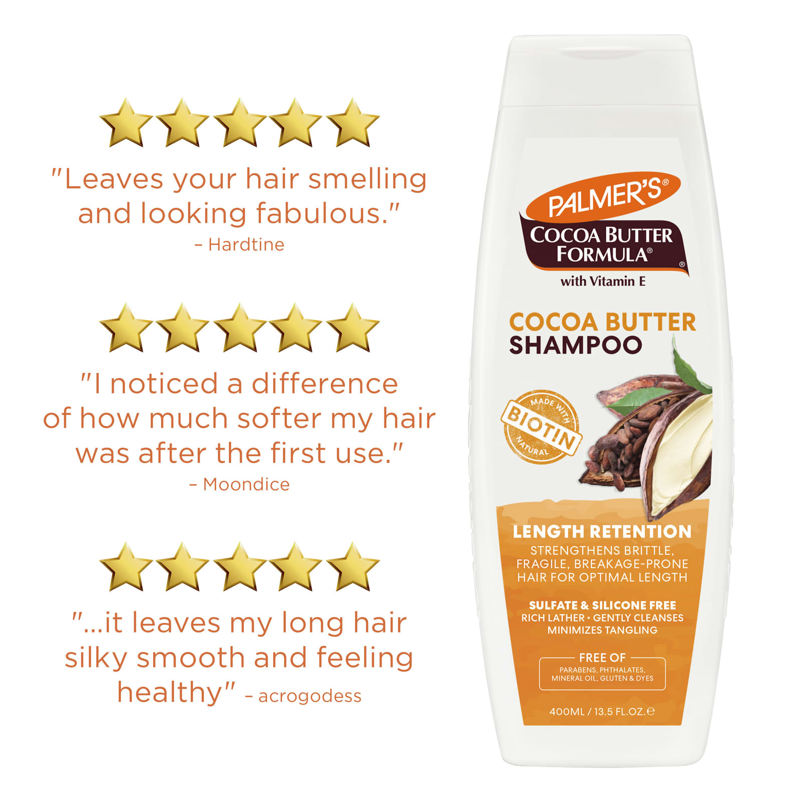 Комплекс Palmer's Cocoa Butter® with Vitamin E Length Retention Shampoo, 400 мл — фото 7