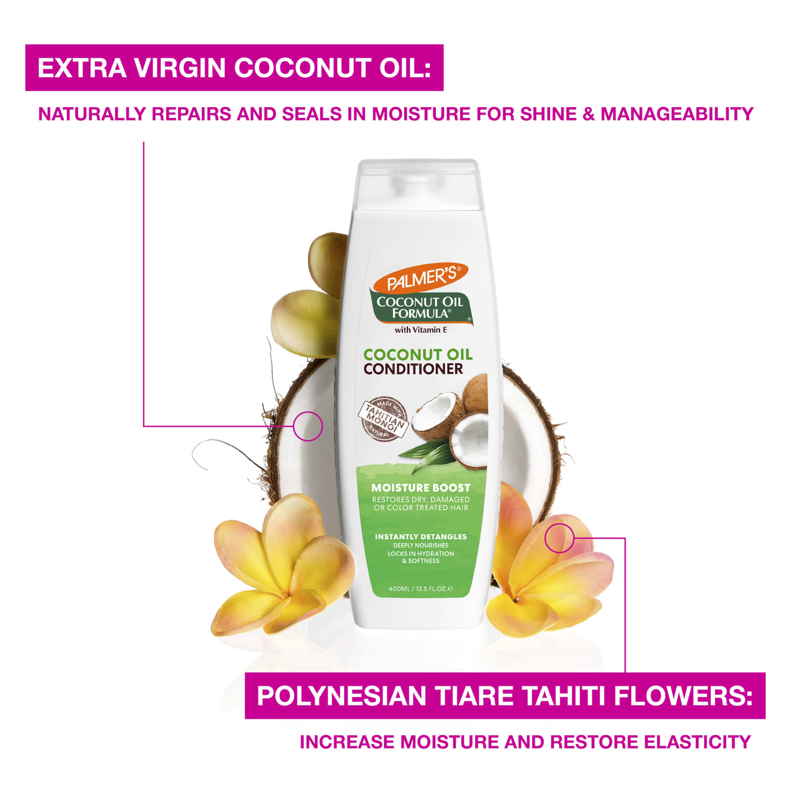 Кокосовое масло Palmer's Moisture Boost Conditioner, вкус Coconut Oil Formula® with Vitamin E, 400 мл — фото 2