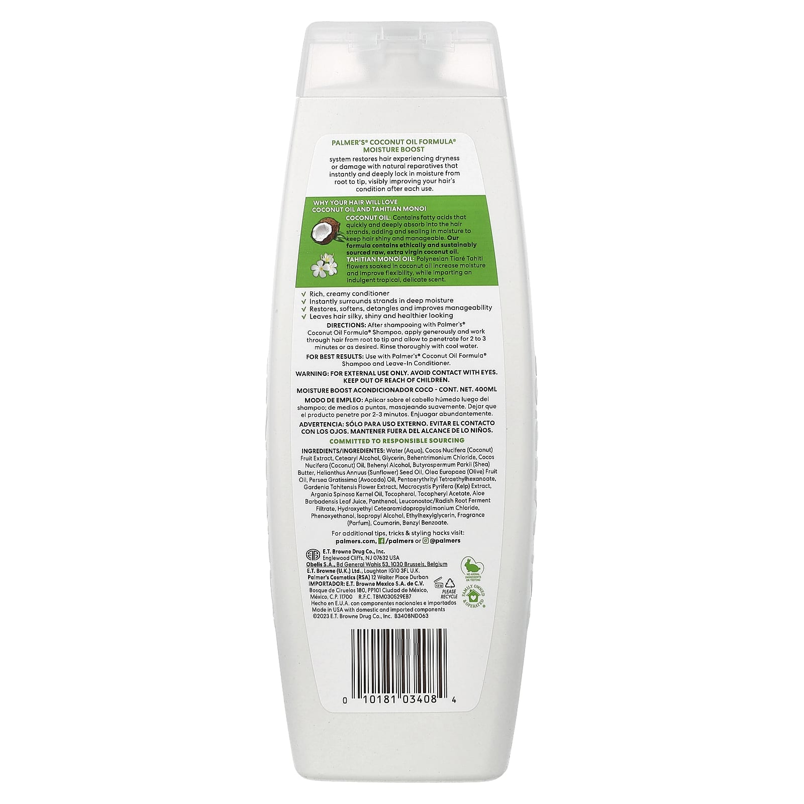 Кокосовое масло Palmer's Moisture Boost Conditioner, вкус Coconut Oil Formula® with Vitamin E, 400 мл — фото 8