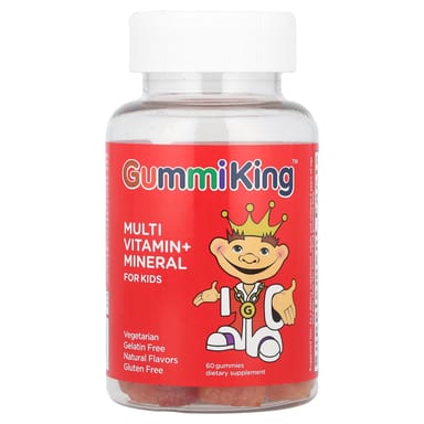 Мультивитамины GummiKing Multi Vitamin Mineral For Grape Lemon Orange Strawberry And Cherry, 60 жевательных пастилок