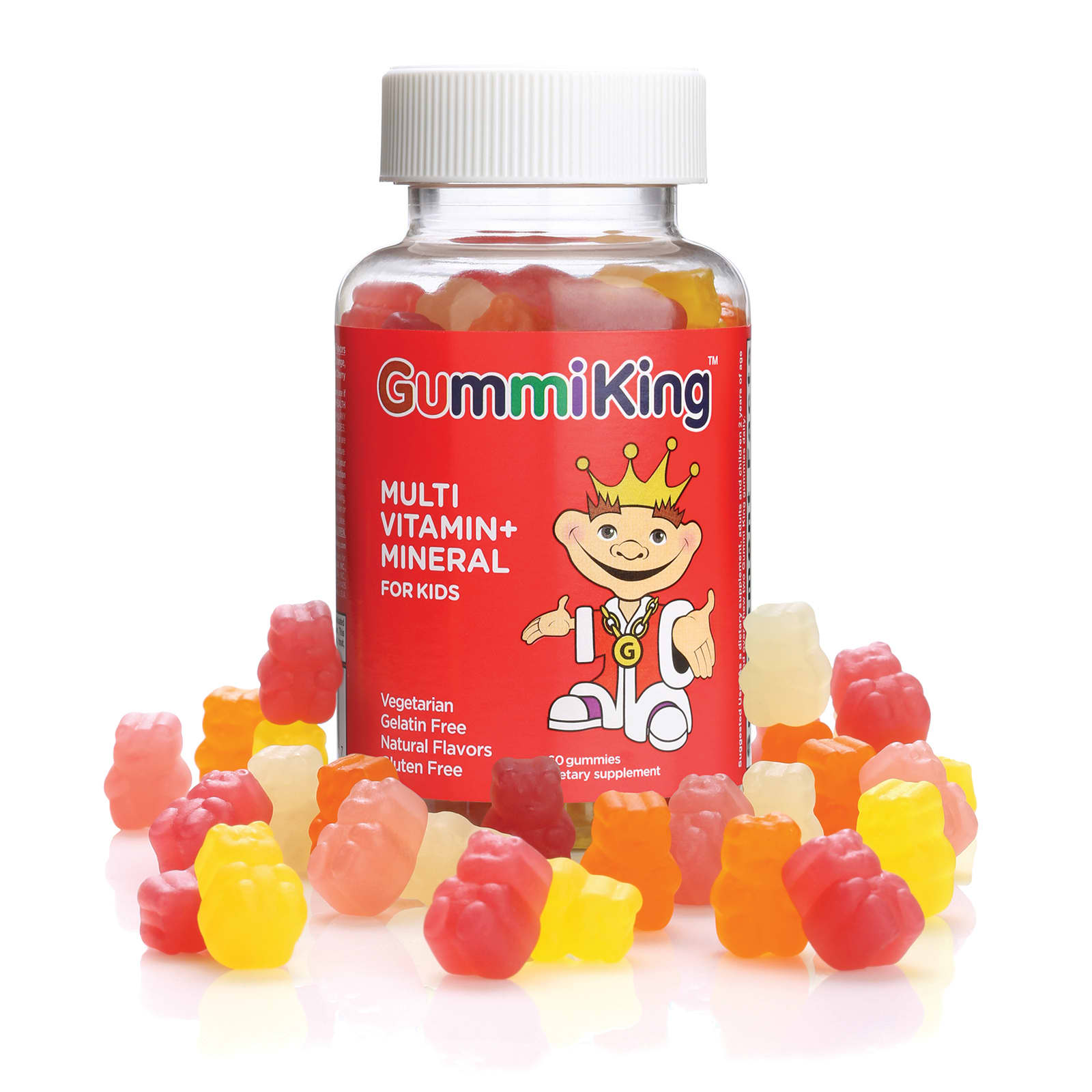 Мультивитамины GummiKing Multi Vitamin Mineral For Grape Lemon Orange Strawberry And Cherry, 60 жевательных пастилок — фото 3