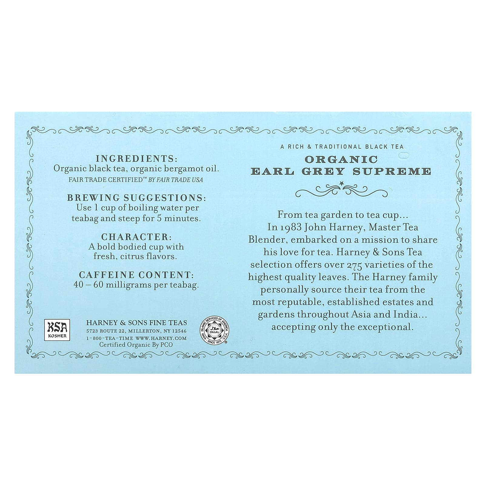 Чайные пакетики Harney & Sons Black Tea Organic Earl Grey Supreme 50, 90 г — фото 3