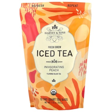 Чайные пакетики Harney & Sons Fresh Brew Iced Tea 15 Two Quart, вкус Invigorating Peach, 212 г
