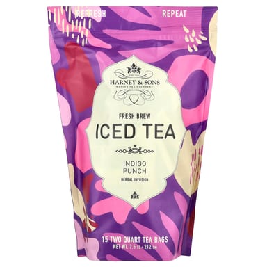 Чайные пакетики Harney & Sons Fresh Brew Iced Tea Indigo Punch 15 Two Quart, без кофеина, 212 г