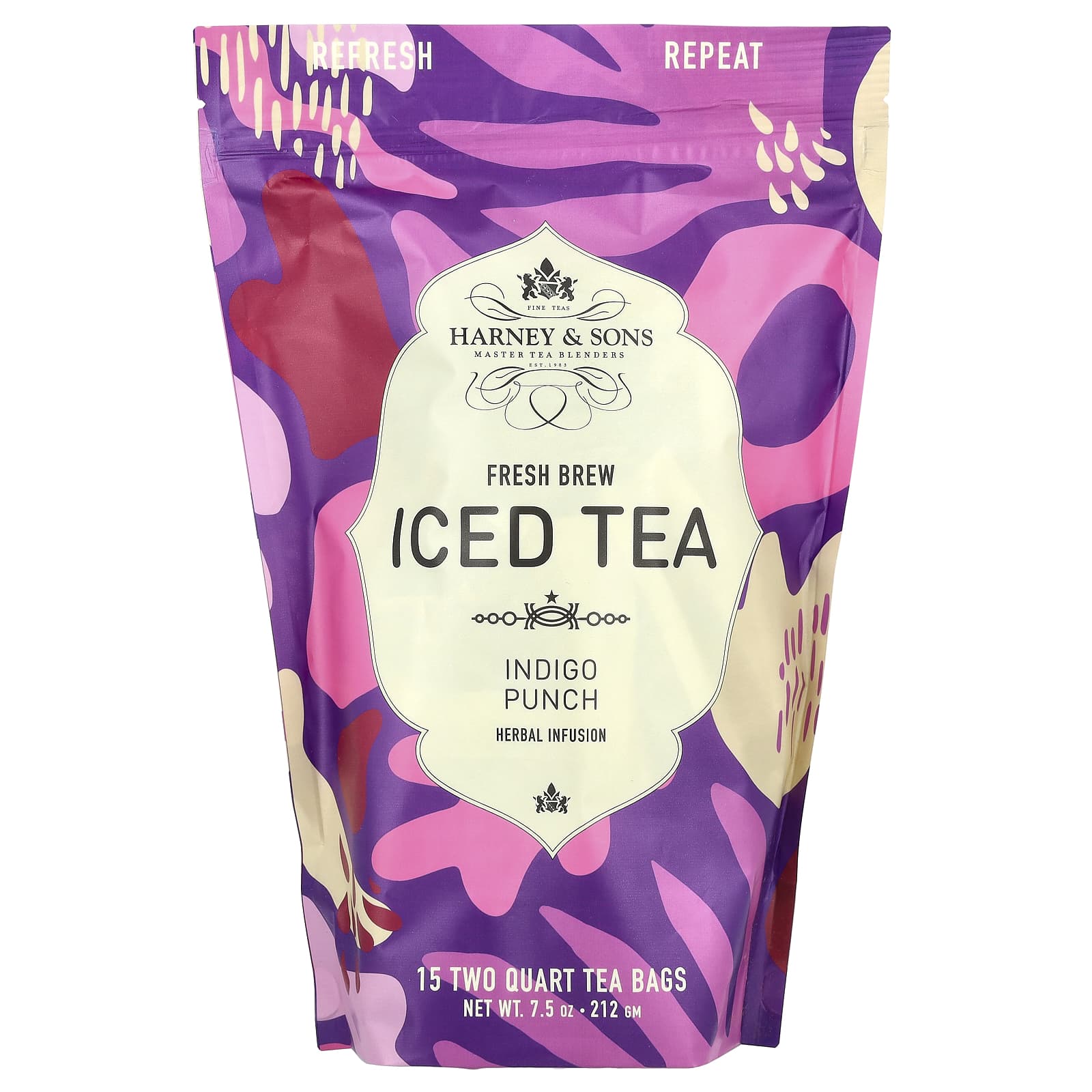 Чайные пакетики Harney & Sons Fresh Brew Iced Tea Indigo Punch 15 Two Quart, без кофеина, 212 г