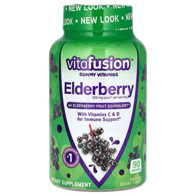 Бузина VitaFusion Gummy Vitamins with Vitamins C & D Natural Berry, вкус Elderberry with Vitamins C & D, Natural Berry, 90 жевательных пастилок