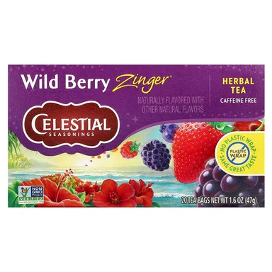 Фото товара: Травяной чай Celestial Seasonings 20 Tea Bags, без кофеина, Wild Berry Zinger®, 47 г, чайные пакетики