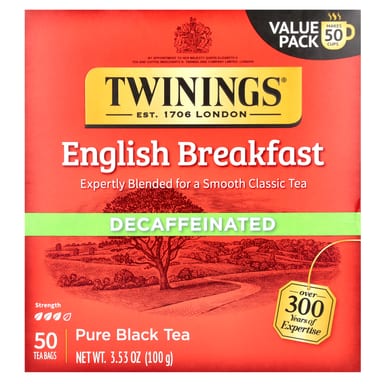 Чайные пакетики Twinings Pure Black Tea English Breakfast 50, оттенок Decaffeinated, 100 г