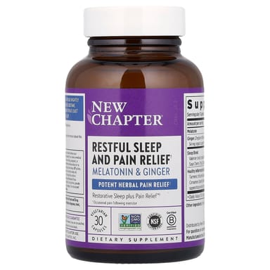 Мелатонин New Chapter Restful Sleep and Pain Relief & Ginger, 30 растительных капсул