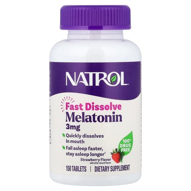 Мелатонин Natrol Fast Dissolve, вкус Strawberry, 3 мг, 150 таблеток