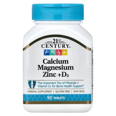 Фото товара: Магний 21st Century Calcium Zinc D3, 90 таблеток