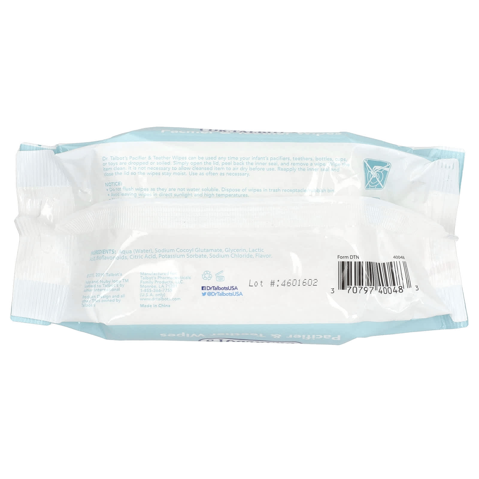 Салфетки Dr. Talbot's Pacifier & Teether 0 m 48, вкус Vanilla Milk — фото 2