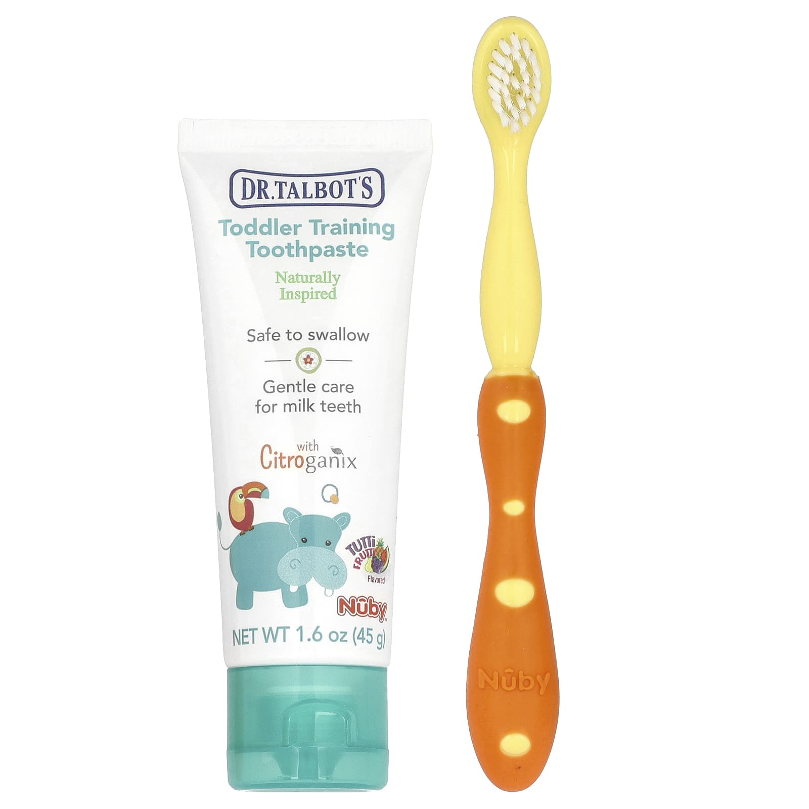 Детская зубная паста Dr. Talbot's Toddler with Toothbrush 6 m+ Tutti Frutti, набор из 2 предметов — фото 2