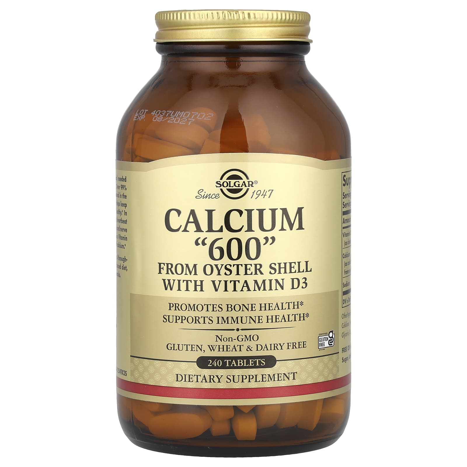 Витамин D3 Solgar Calcium "600" from Oyster Shell, 240 таблеток