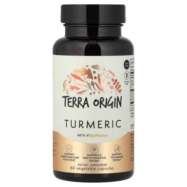 Фото товара: Куркума Terra Origin With BioPerine®, 60 растительных капсул
