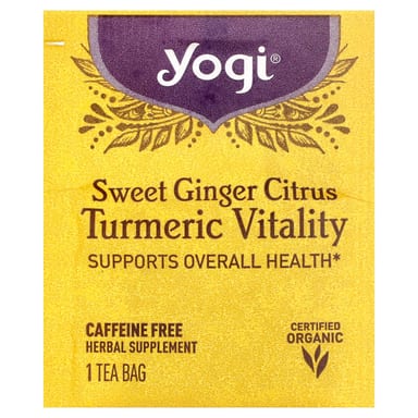 Чайные пакетики Yogi Tea Turmeric Vitality Sweet Ginger Citrus 16, без кофеина, 32 г
