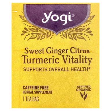 Фото товара: Чайные пакетики Yogi Tea Turmeric Vitality Sweet Ginger Citrus 16, без кофеина, 32 г