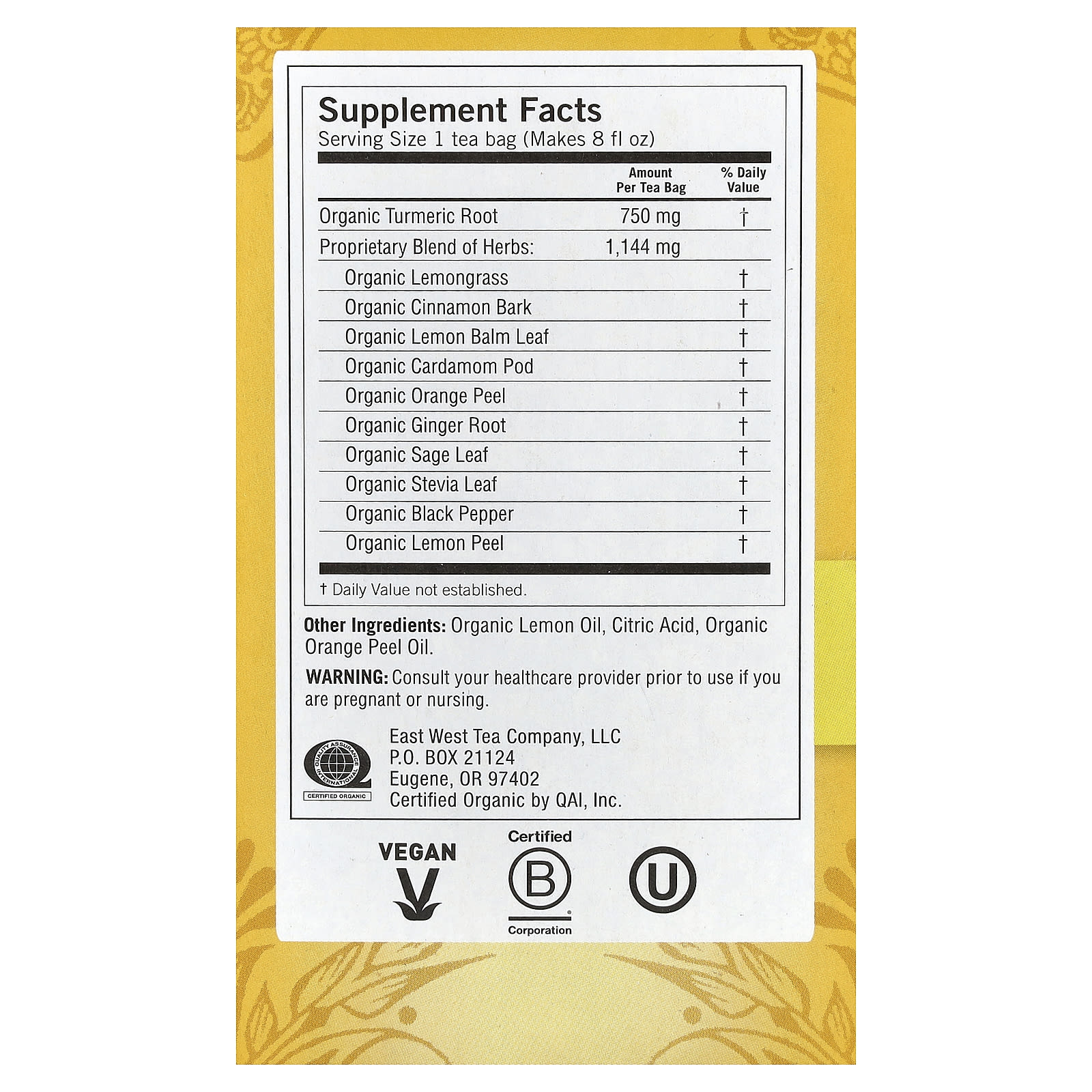 Чайные пакетики Yogi Tea Turmeric Vitality Sweet Ginger Citrus 16, без кофеина, 32 г — фото 3