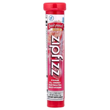 Смесь для энергетического напитка Zipfizz, вкус Fruit Punch, 11 г, 20 туб