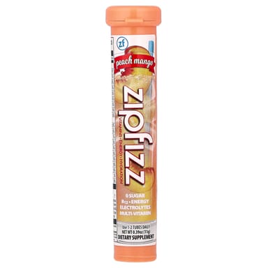 Смесь для энергетического напитка Zipfizz Peach Mango, оттенок 20 Tubes, 11 г, смесь для напитка