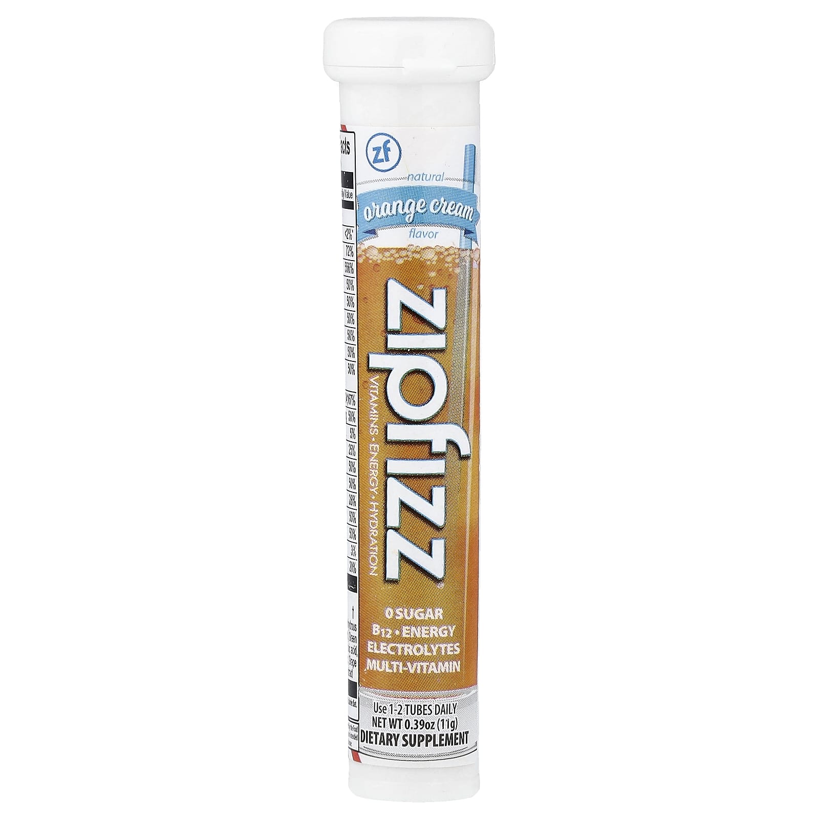 Смесь для энергетического напитка Zipfizz Orange Cream, оттенок 20 Tubes, 11 г, смесь для напитка