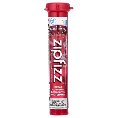 Фото товара: Смесь для энергетического напитка Zipfizz, вкус «чёрная вишня», 11 г, 20 туб