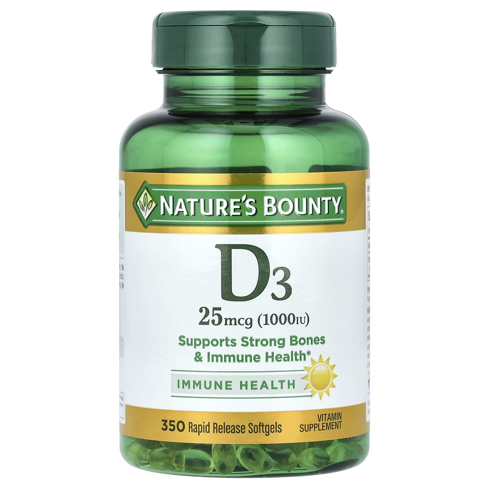 Витамин D3 Nature's Bounty 350 Rapid Release, 25 мкг (1000 МЕ), мягкие капсулы