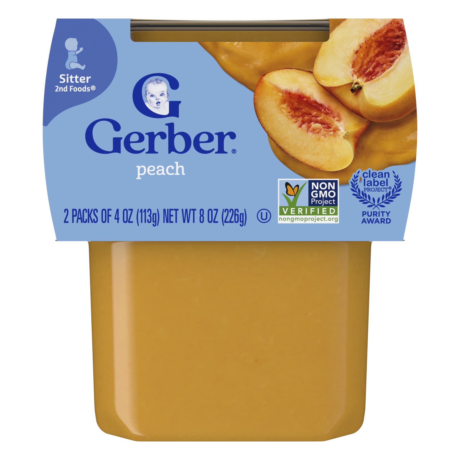 Gerber, 2nd Foods®, Sitter, Peach, 2 Pack, 4 oz (113 g) Each