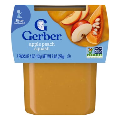 Пюре Gerber, Яблоко Персик Тыква, 2 упаковки по 113 г