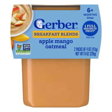 Овсянка Gerber 2nd Foods® Breakfast Blends 6+ Months Apple Mango, 113 г, набор из 2 шт.
