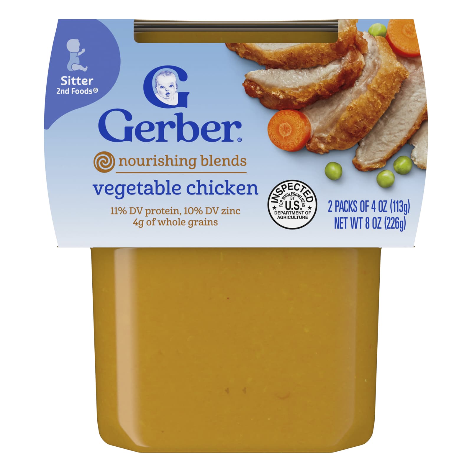 Пюре Gerber, Овощной куриный, 2 упаковки по 113 г
