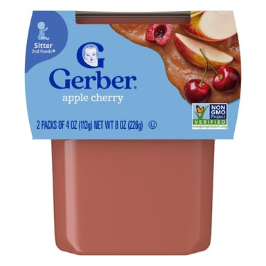 Пюре Gerber, Яблоко вишня, 2 упаковки по 113 г