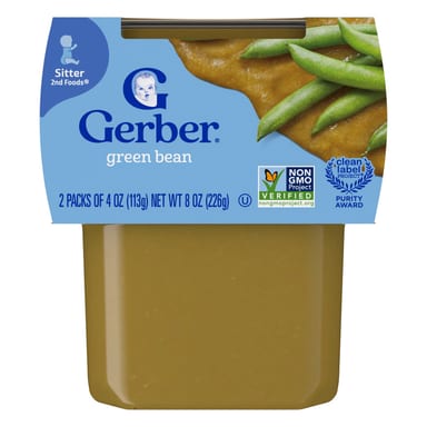Детское питание Gerber, 2-й этап, зеленая фасоль, 2 упаковки по 113 г