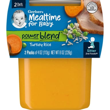 Рис Gerber Mealtime for Baby Power Blend™ 2nd Foods® Turkey, 113 г, набор из 2 шт.